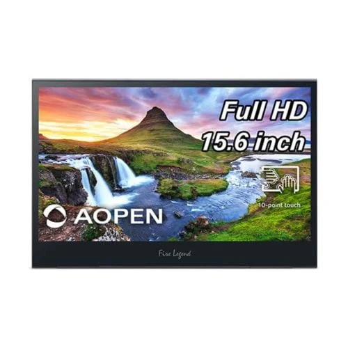 Aopen 15.6" Portable Touch Monitor IPS Full HD 1920x1080 16PM6QT bmiux 60Hz 8ms (GTG) HDMI USB-C Integrated Speaker - 16PM6QTBMIUX
