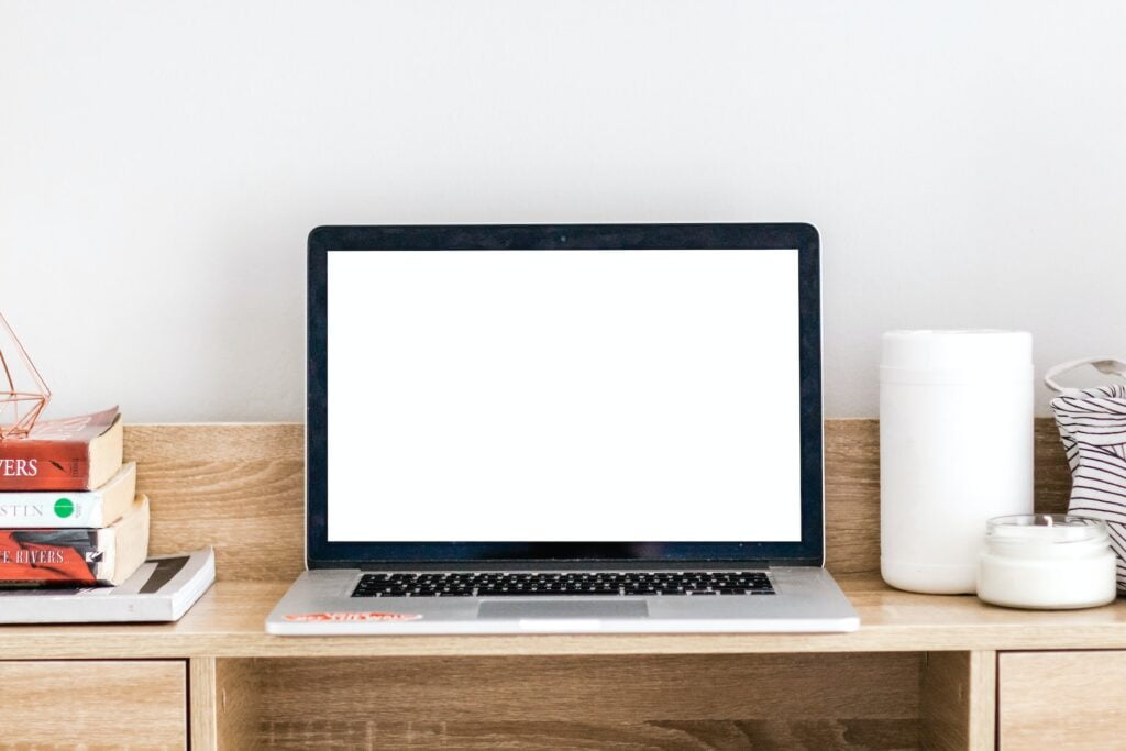 laptop with white screen