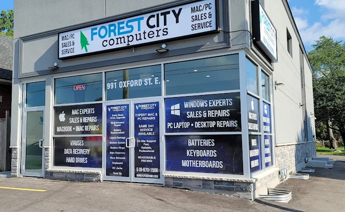 Forest City Computer Repairs storefront at 991 Oxford Street East London